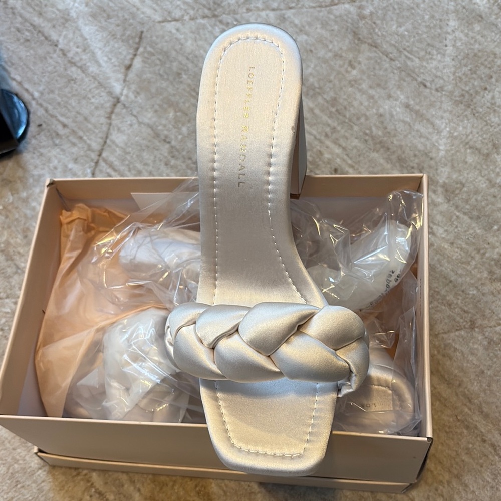 Loeffler Randall White Braided Sandals